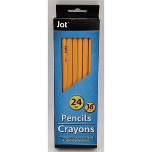 Jot Real Wood Pencils #2 HB Lead Bonus Pack Of 24 With Latex Free Erasers New